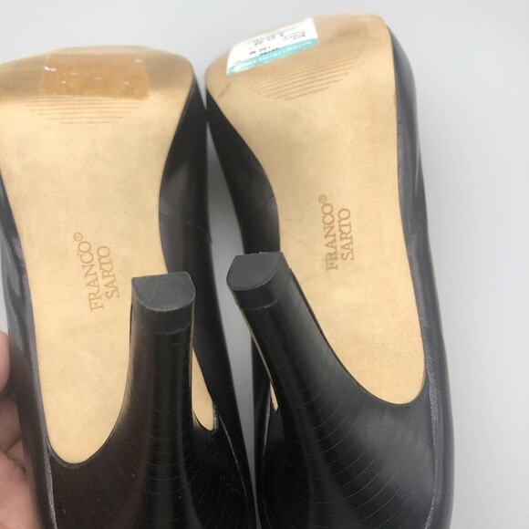 Franco Sarto Yelena Pumps Black Leather Peep Toe Heels Womens Size 10M - Picture 9 of 12